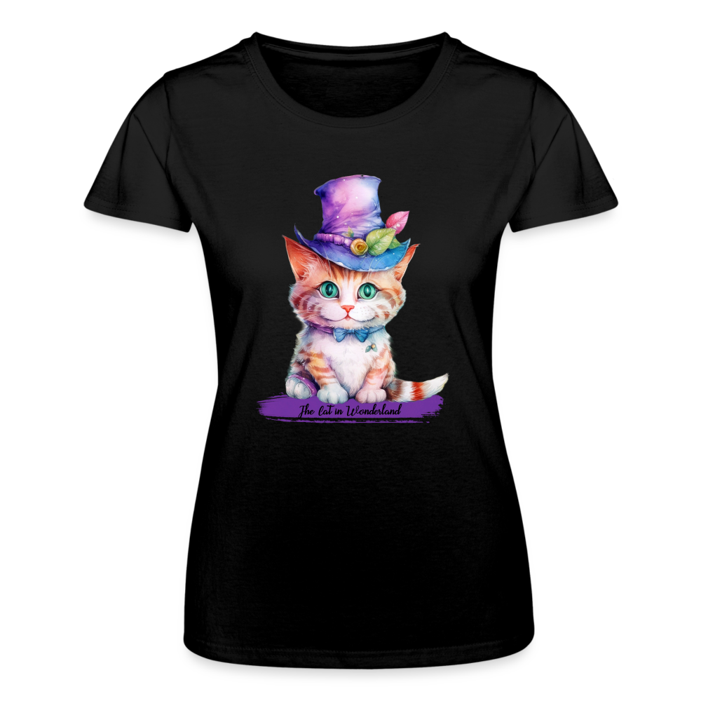 T-shirt Femme - The Cat in Wonderland - noir