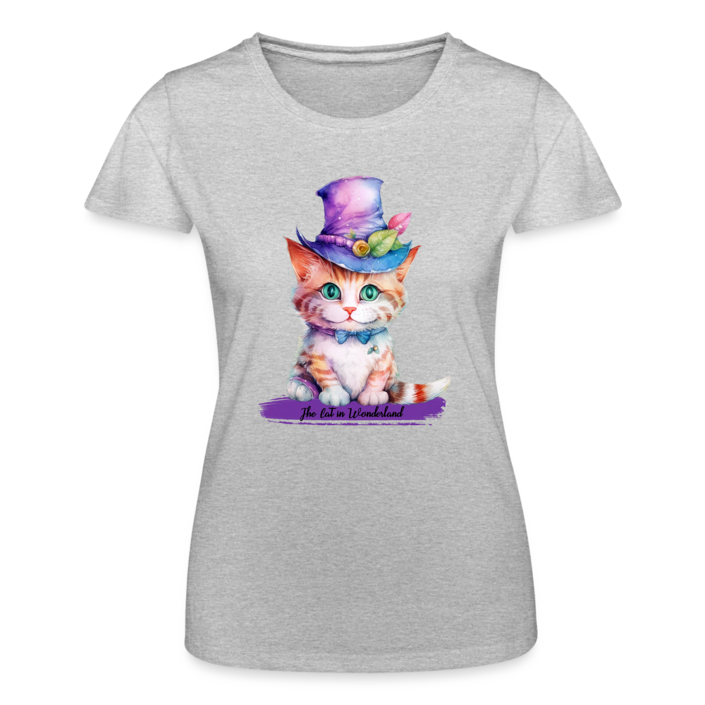 T-shirt Femme - The Cat in Wonderland - gris chiné