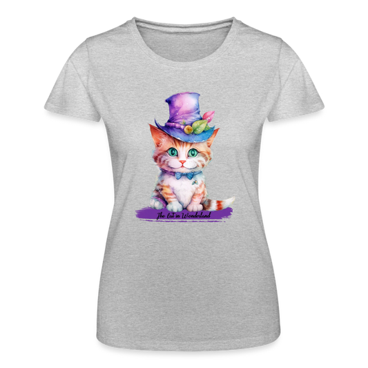 T-shirt Femme - The Cat in Wonderland - gris chiné