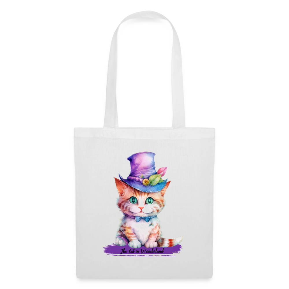 Tote Bag - The Cat in Wonderland - blanc