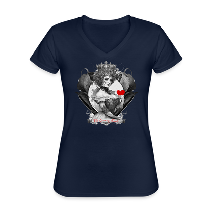 T-shirt Femme col V - La reine de coeur - marine