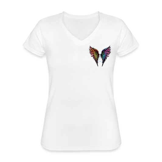 T-shirt classique col V Femme - Over the Rainbow - blanc