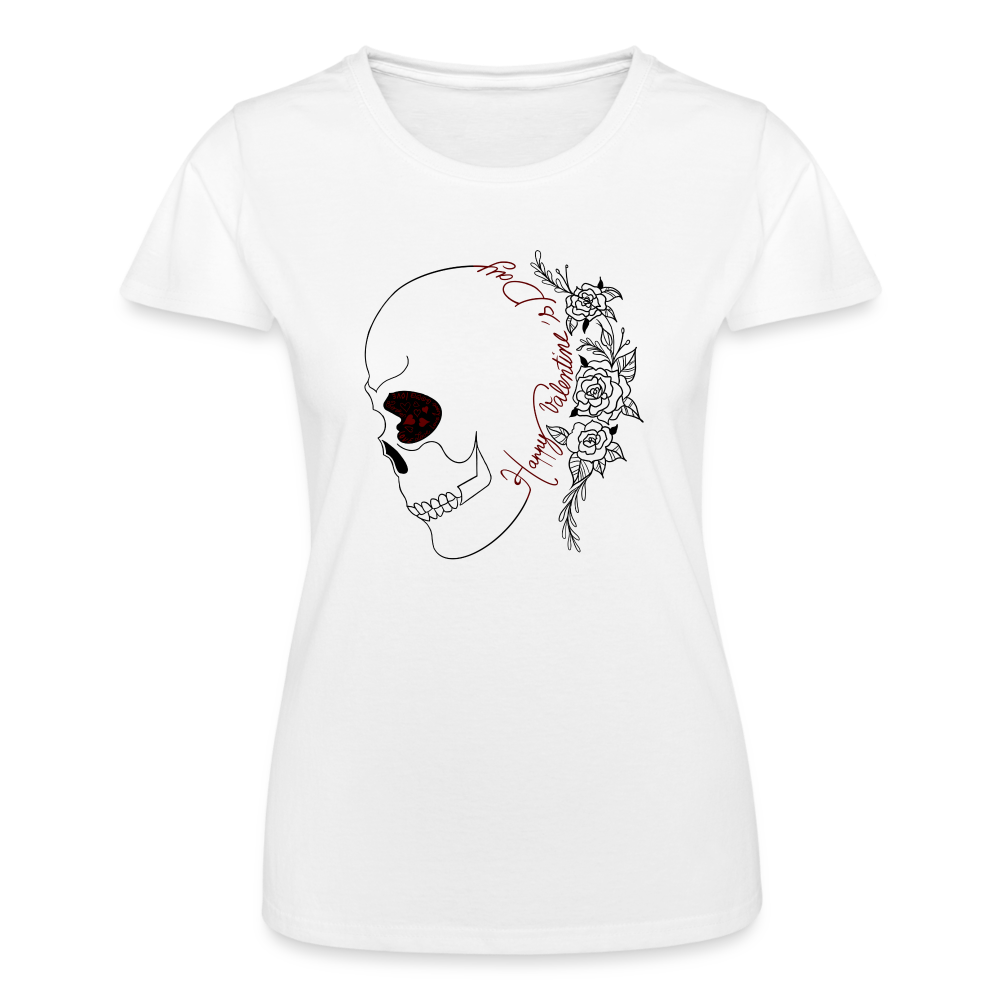 T-shirt Femme -  Valentine's Skull - blanc