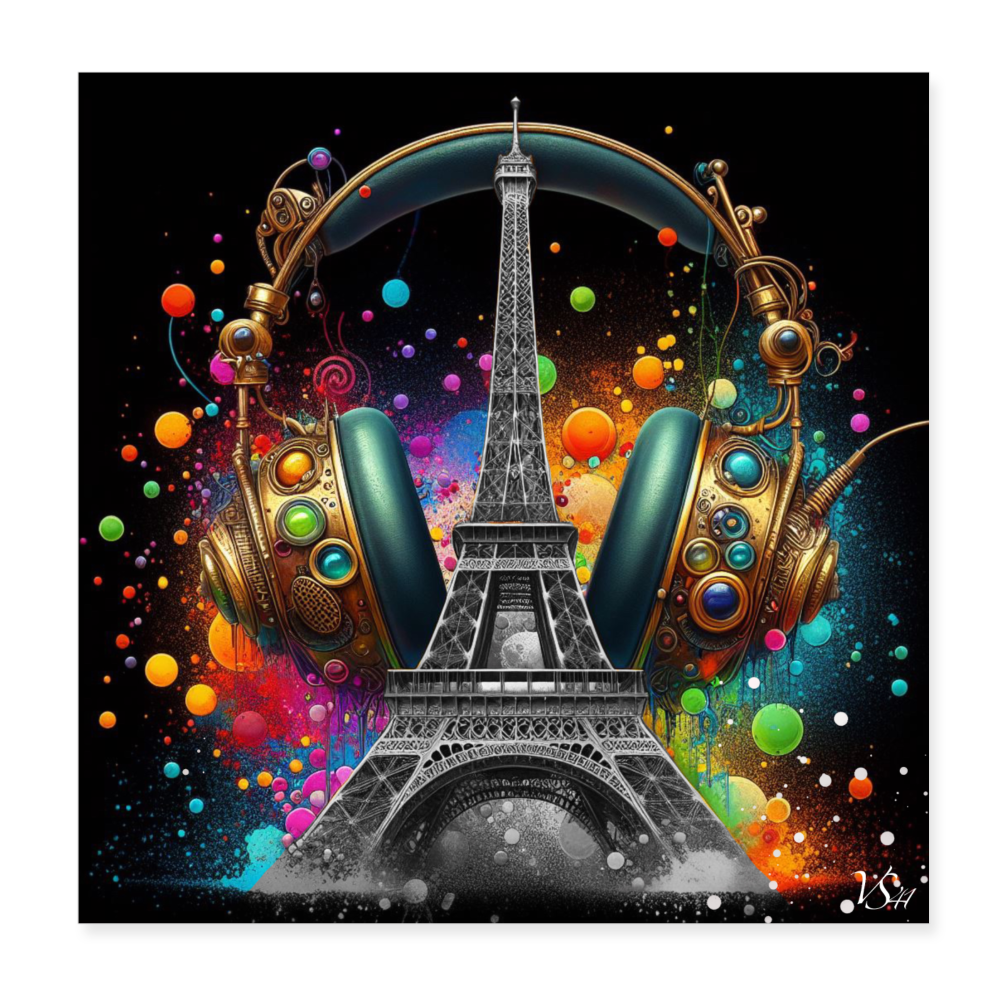 Poster 20 x 20 cm - Collection Black is a color - Hear Paris - blanc