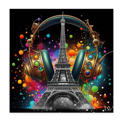 Poster 20 x 20 cm - Collection Black is a color - Hear Paris - blanc